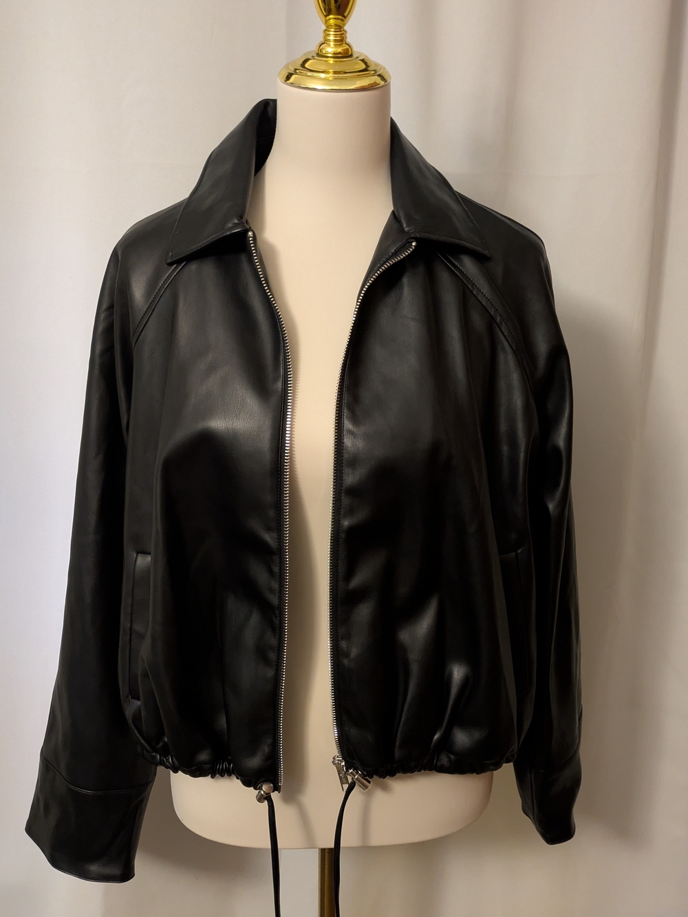 Susana Monaco Women’s Black Faux Leather Zip Jacket